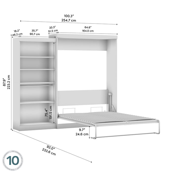 Bestar Pur Queen Murphy Bed with Closet Organizer (101 W) - Bark Grey