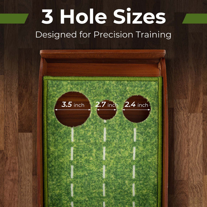 Costway Putting Green Practice Golf Putting Mat With Auto Ball Return And 3 Hole Sizes
