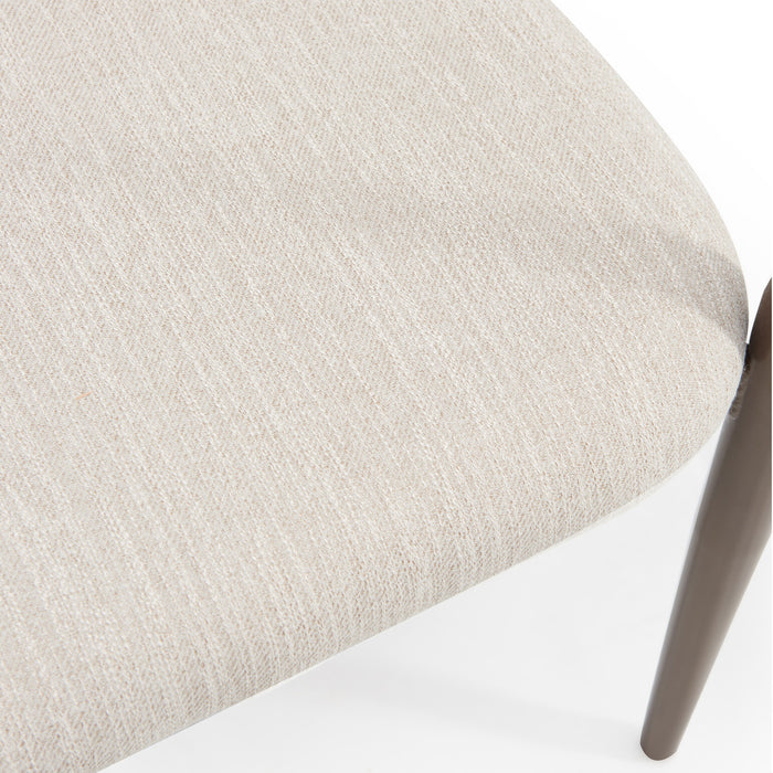 Mila Dining Chair Set Of 2 With Upholstered Fabric And Metal Frame - Beige and Walnut