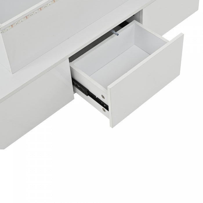 Daniel Lift-Top Coffee Table with LED Lighting and 4 Drawers,White