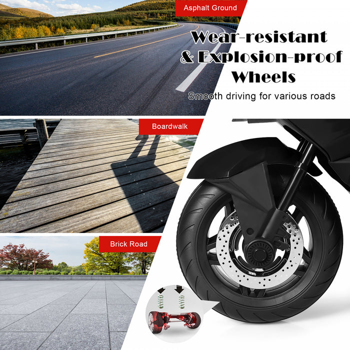 Costway 12v Kids Ride On Motorcycle Electric Motor Bike W/ Training Wheels & Light Black