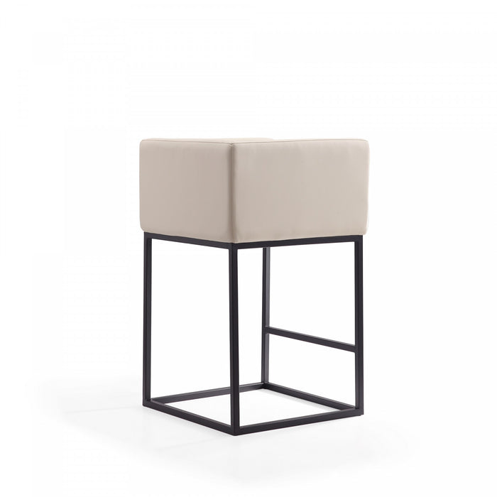 Embassy Mid-Century Modern Metal Upholstered Counter Stool in Cream - Set of 3