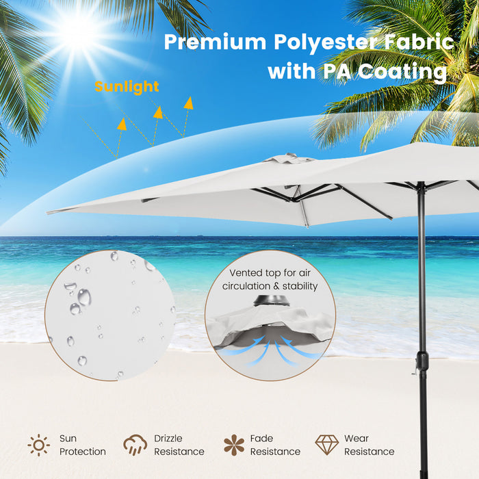 Costway 15FT Double-Sided Patio Market Umbrella Large Crank Handle Vented Outdoor Twin