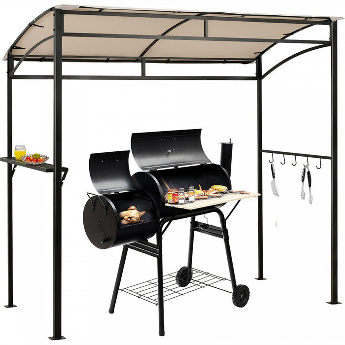7'x4.5' Grill Gazebo Outdoor Patio Garden Bbq Canopy Shelter Storage Hook Beige