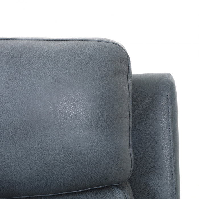 Bellamy 78 in. Leather Match Power Reclining Sofa with Adjustable Headrest and USB - Blue