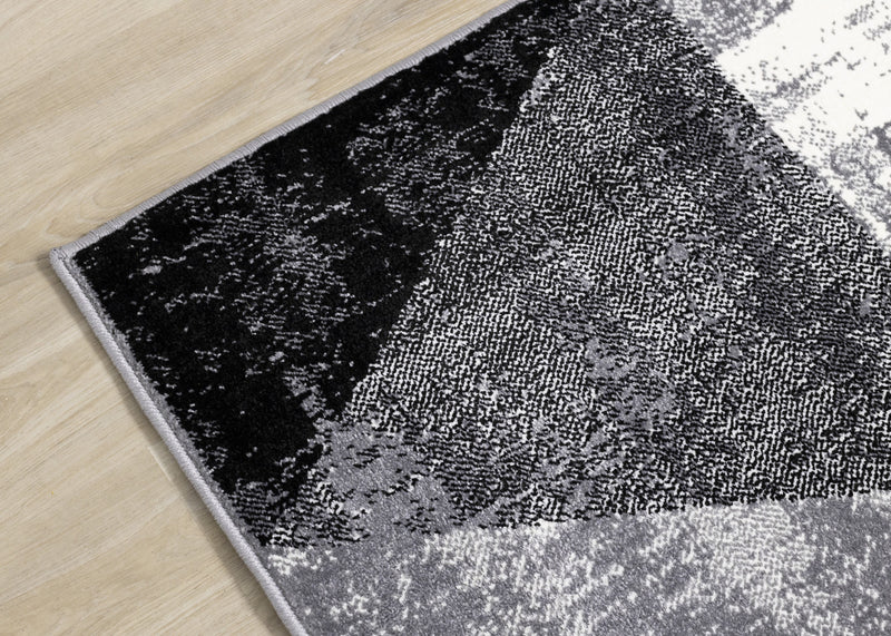Covington Black White Grey Distressed Geometric Triangle Rug, 7'10\" x 10'6\" Indoor Area Rug