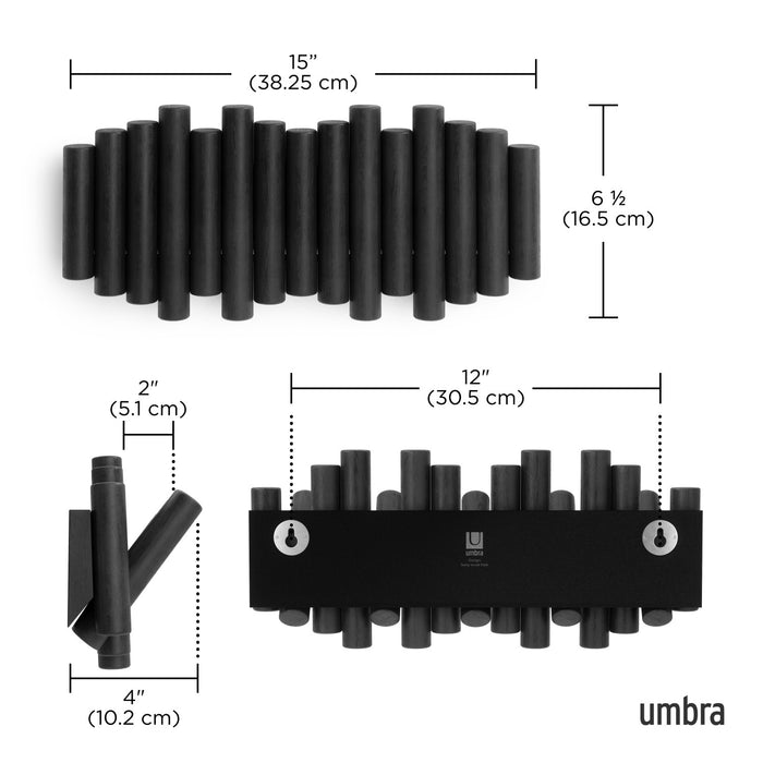 Umbra Picket Rail Wall Hooks - Black
