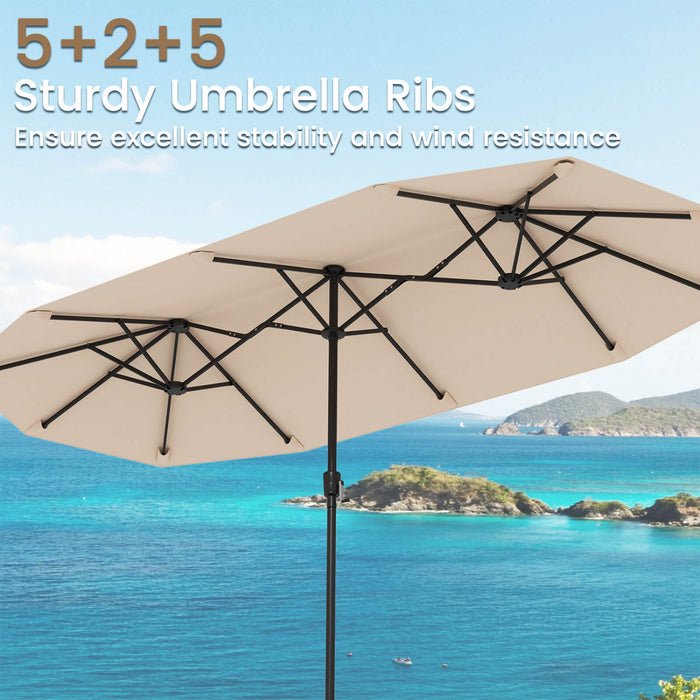 Costway 13 FT Large Patio Umbrella Outdoor Double-Sided Table Market Umbrella for Garden Beige