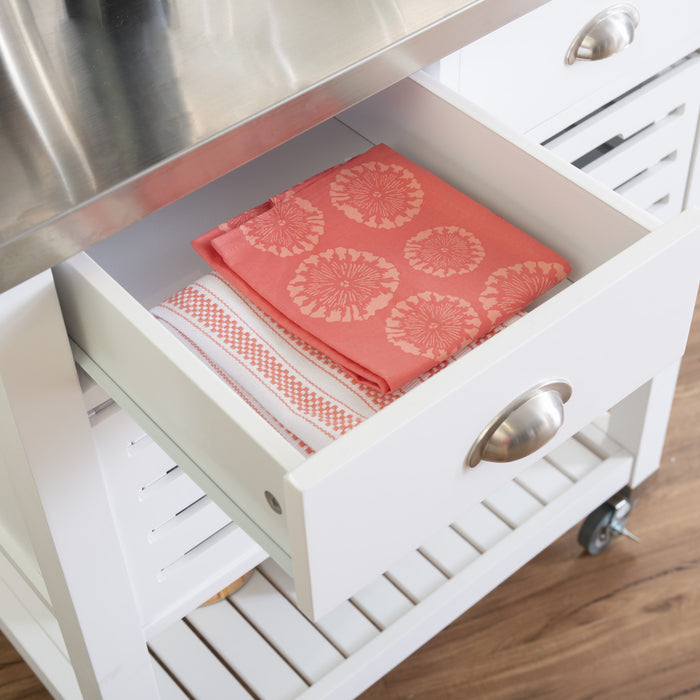 Robbin Wood Kitchen Bar Cart Storage - White