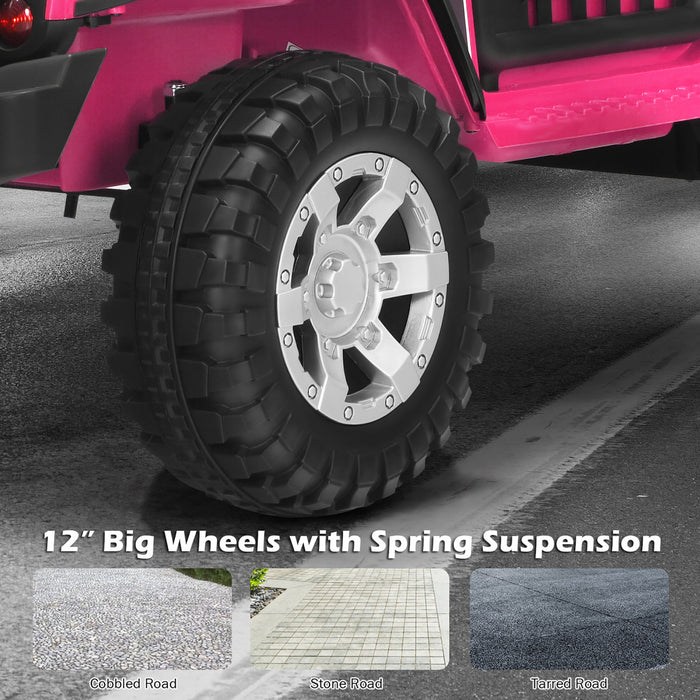 Costway 12v Kids Ride On Truck Remote Control Electric Car W/lights&music Pink