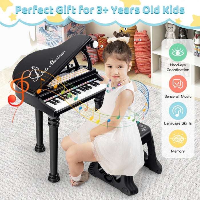 Costway 31 Keys Kids Piano Keyboard Toy Toddler Musical Instrument with Stool & Microphone Black