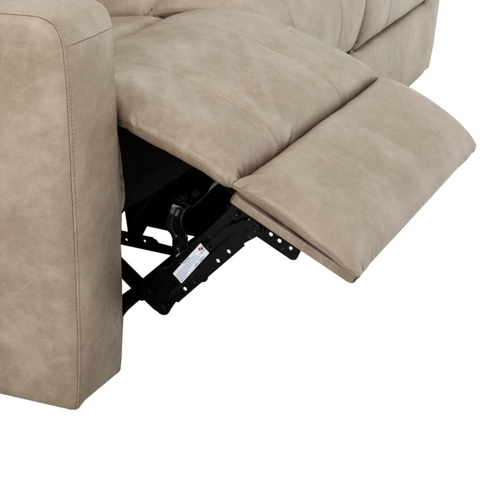 Denton 81 in. Faux Leather Manual Reclining Sofa - Taupe