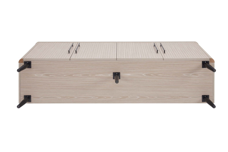 Jodie Mid-Century Modern 65\" Fluted Sideboard in Whitewashed Oak Buffet