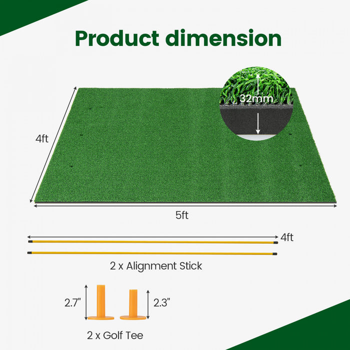 Costway 5 X 4 Ft Golf Hitting Mat Artificial Indoor Outdoor Turf Golf Training Mat 32 Mm