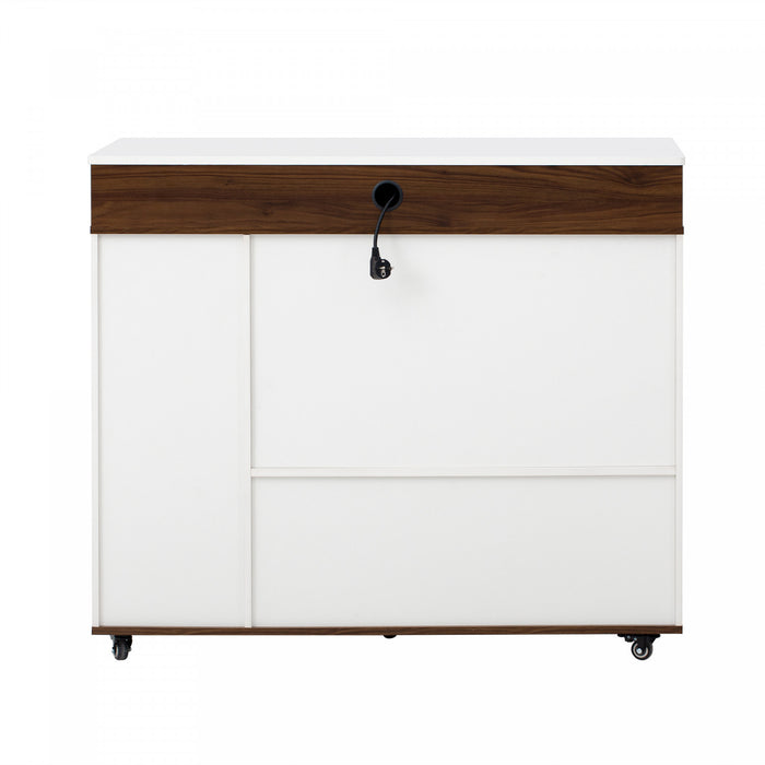 Avery Extendable Dining Table with Rolling Kitchen Island,Walnut
