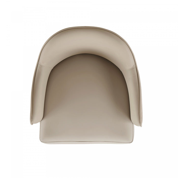 Hillman Modern Wood Vegan Leather and Velvet Armchair in Sand Dining Chair