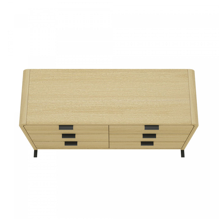 Grace Modern 60\" Dresser in Natural Oak (6-Drawer)