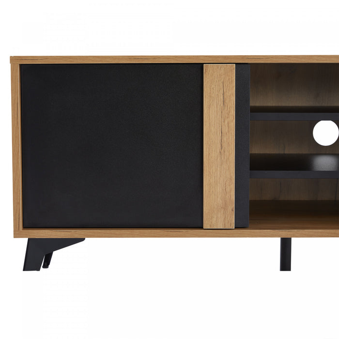 Mason TV Stand with Storage Cabinets and Open Shelving,Natural