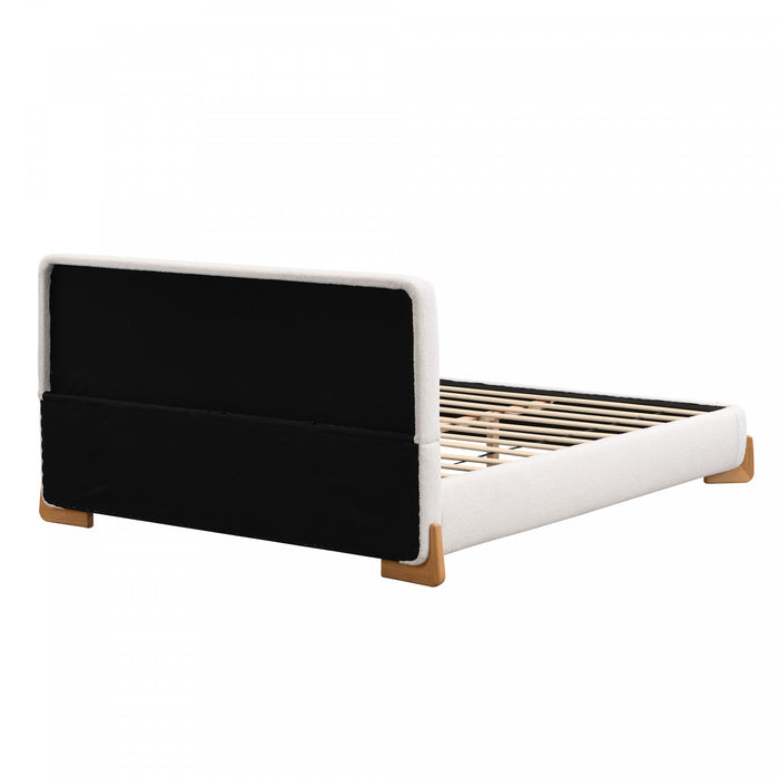 Olivia Elegant Comfortable Upholstered Bed,King Size,White King Bed