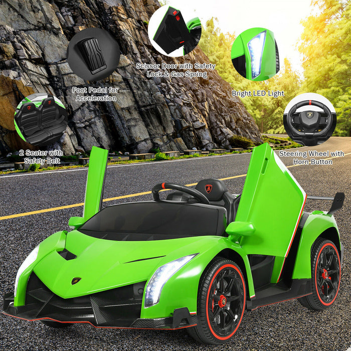 Costway 12v 2-seater Licensed Lamborghini Kids Ride On Car W/ RC & Swing Function Green