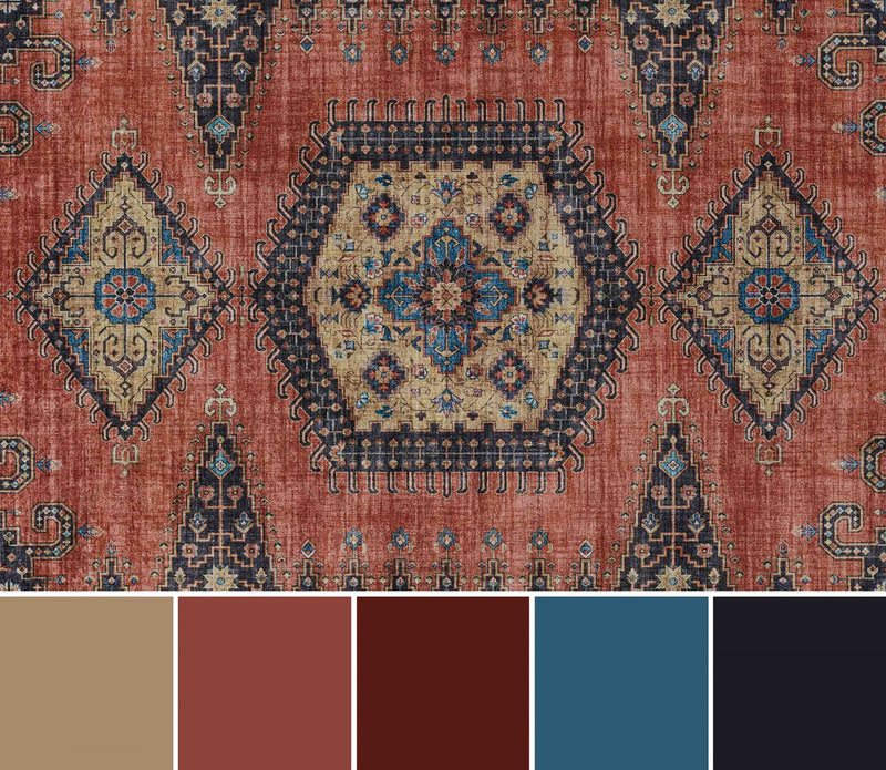 Tracy Traditional 6'0\" x 9'0\" Area Rug in Orange Indoor Area Rug