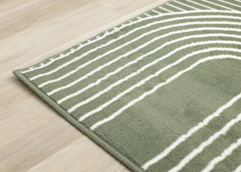 Florence Green White Modern Geometric Arches Rug, 6'7\" x 9'6\" Indoor Area Rug