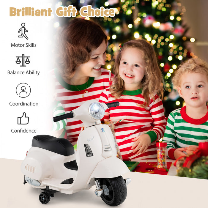 Costway Kids Ride On Motorcycle With Training Wheels Headlight Horn 6v Battery White