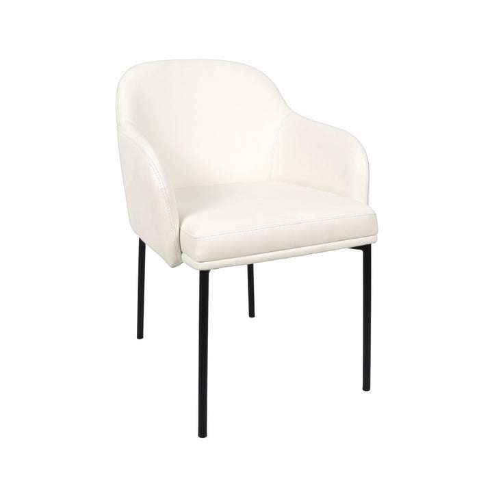 Loft Contemporary Vegan Leather Metal Armchair in Ivory - Set of 2