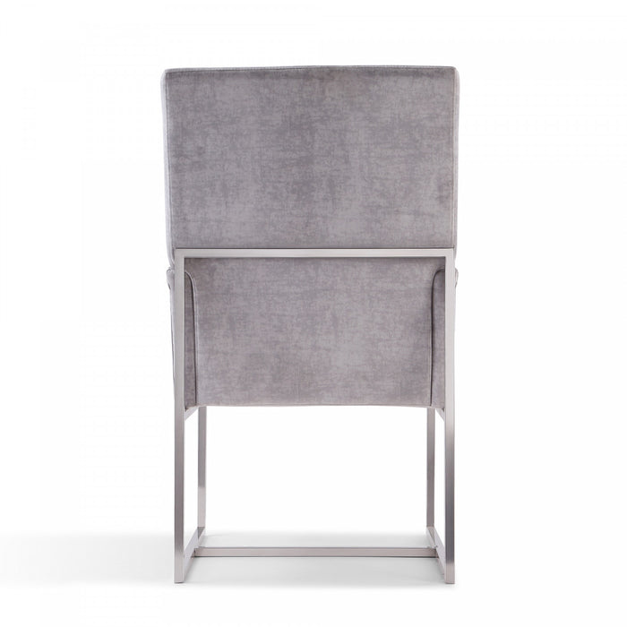 Element Modern Velvet Metal Dining Chair in Gray - Set of 2