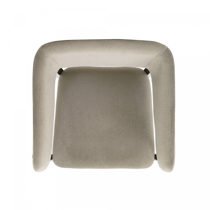 Blake Modern Faux Mohair Wood Armchair in Natural - Set of 4 Dining Chair
