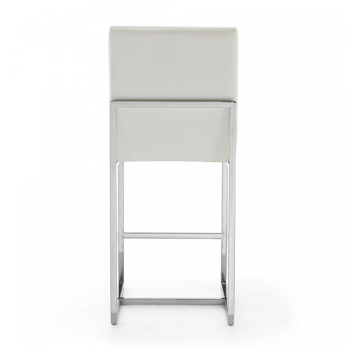 Element Modern Metal Upholstered Counter Stool in Pearl White - Set of 2