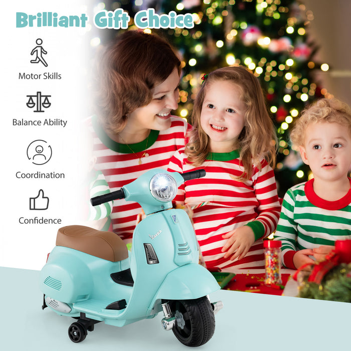 Costway Kids Ride On Motorcycle With Training Wheels Headlight Horn 6v Battery Green