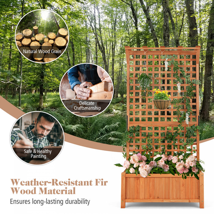 Costway Raised Garden Bed Planter Box Climbing Plants Container With Trellis &hanging Roof