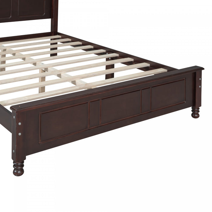 Jessie Retro Style Platform Bed with Wooden Slat Support,Full Size, Walnut Full Bed