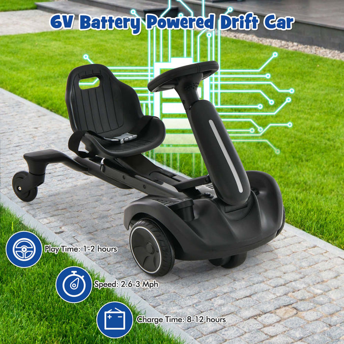Costway 6v Kids Ride On Drift Car Electric Drifting Go Kart For Kids With 360° Spin Dark