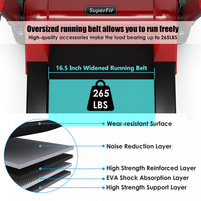 Superfit 2.25hp Folding Electric Motorized Treadmill W/ Speaker Red