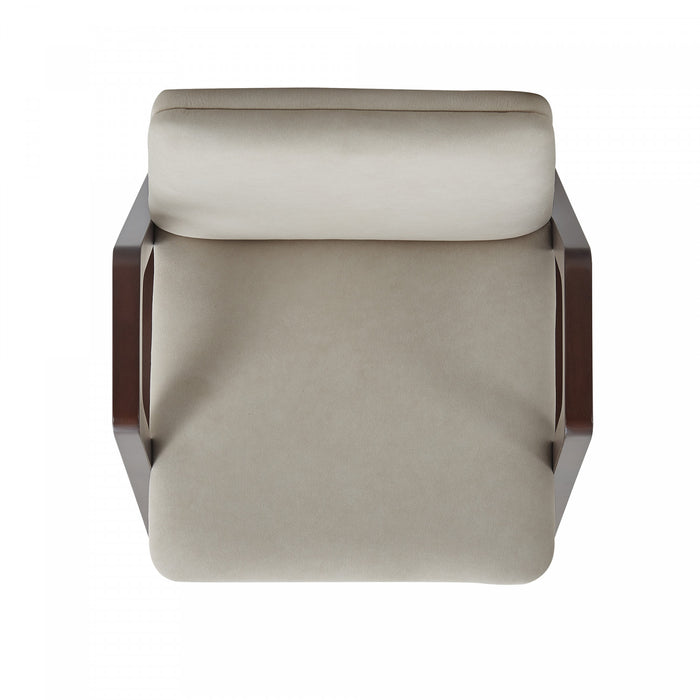 Stella Modern Wood Velvet Armchair in Champagne