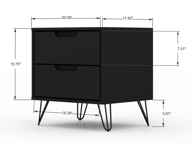 Rockefeller Mid-Century Modern 2-Piece Dresser Set in Black