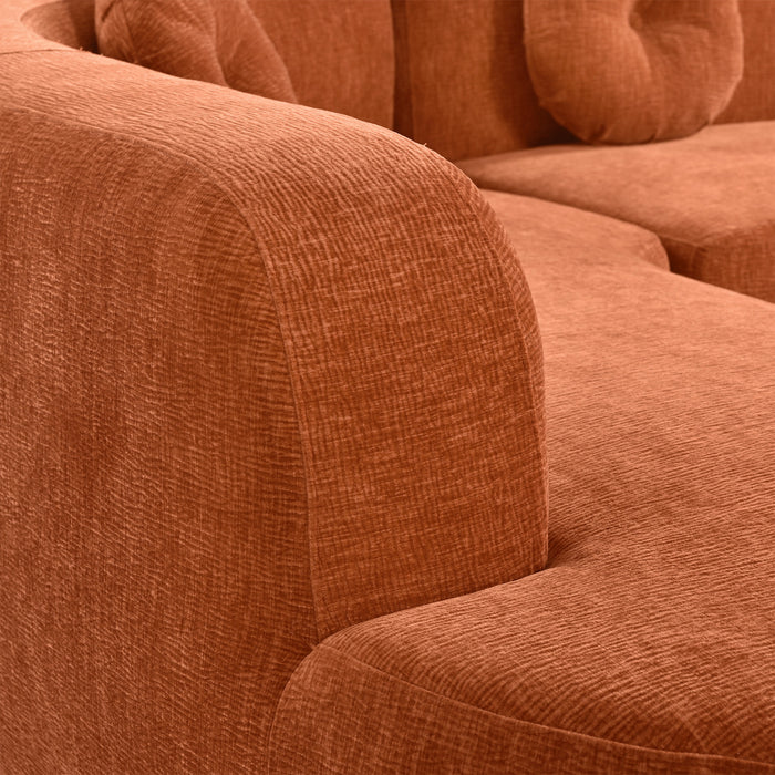Vista 122 Inch Extra Large Sectional Sofa with Curved Design and High-Resilience Foam, Orange
