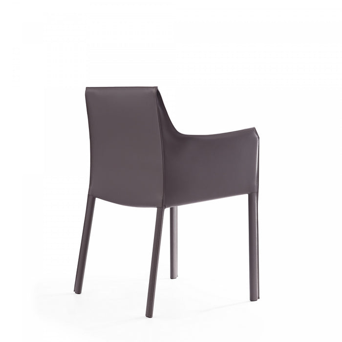 Paris Modern Vegan Leather Side Chair in Gray - Set of 2