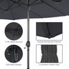 Costway 15FT Double-Sided Twin Patio Umbrella Sun Shade Outdoor Crank Market Base Grey