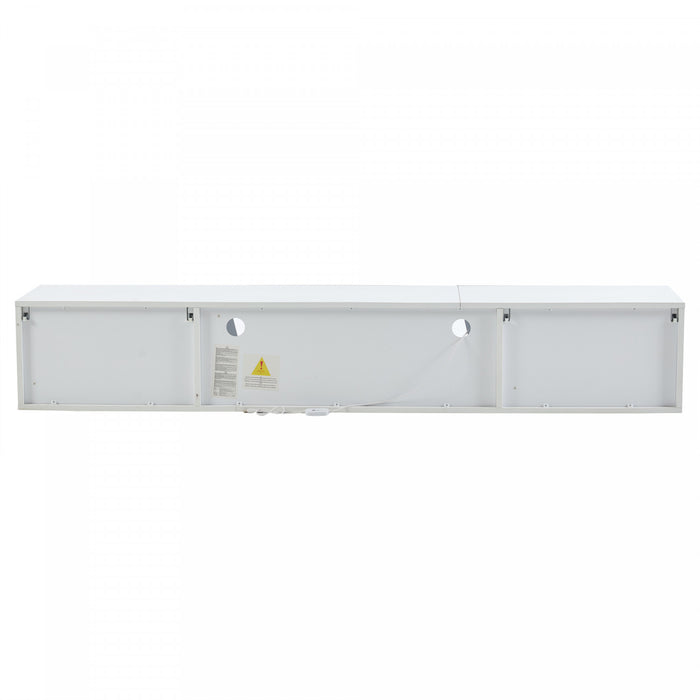 Lumina 64.9 Inch Wall-Mounted TV Cabinet with LED Lights and Acrylic Doors, White