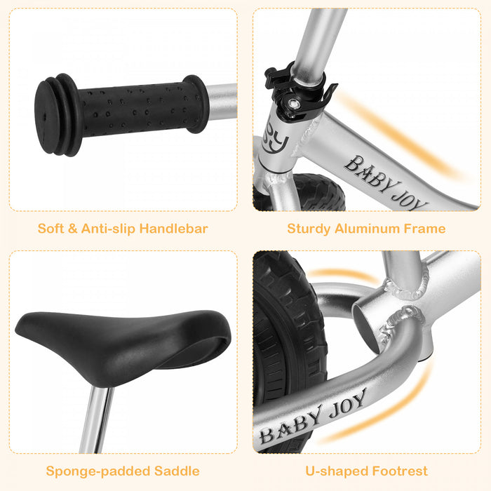 Babyjoy Aluminum Balance Bike For Kids Adjustable No Pedal Training Bicycle