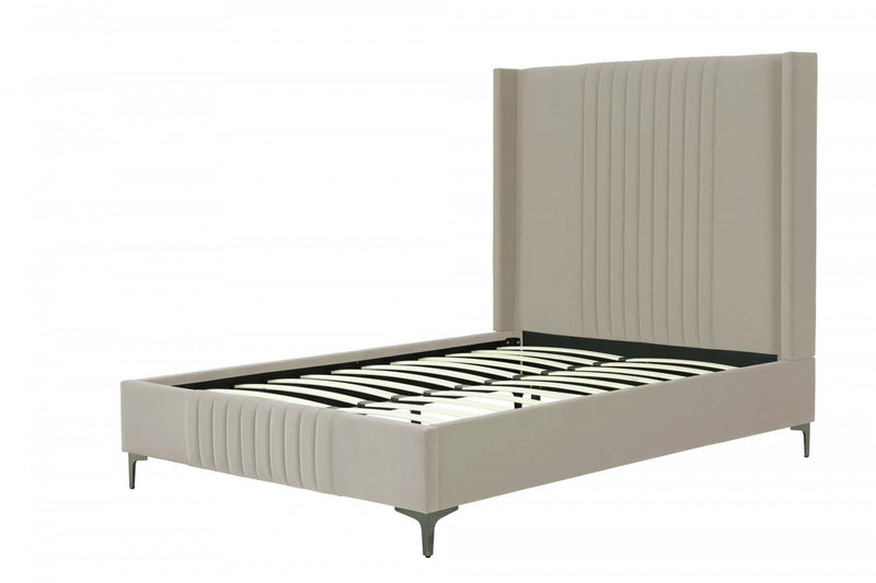 Promenade Mid-Century Modern Upholstered Velvet Full Bed in Rustic Taupe