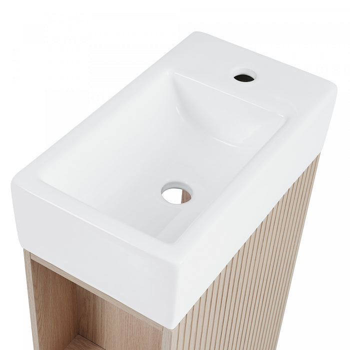 Ethan 18.6\" Bathroom Vanity with Sink and Adjustable Shelf, Brown