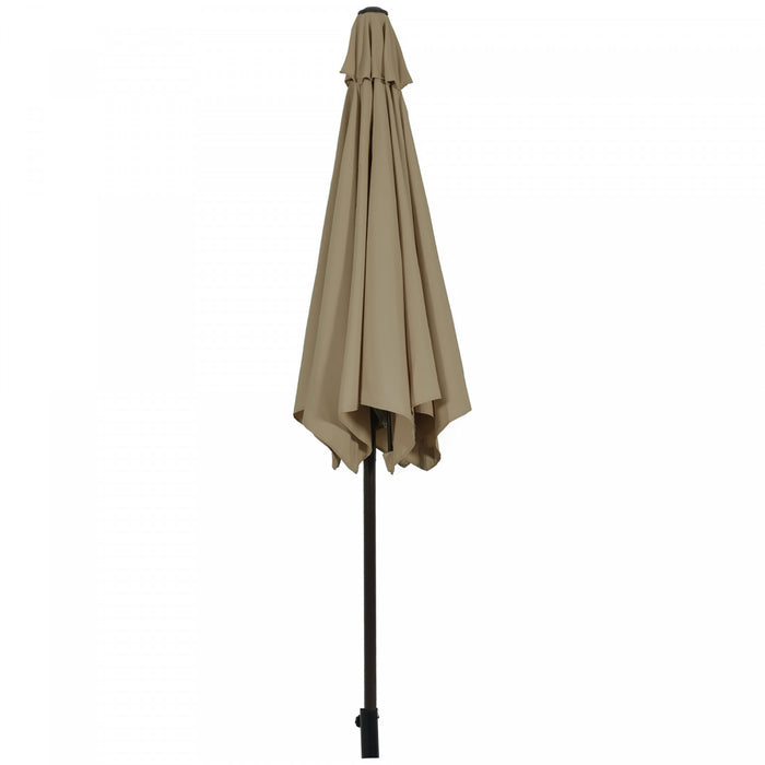 Costway 9Ft Outdoor Market Patio Table Umbrella Push Button Tilt Crank Lift Tan