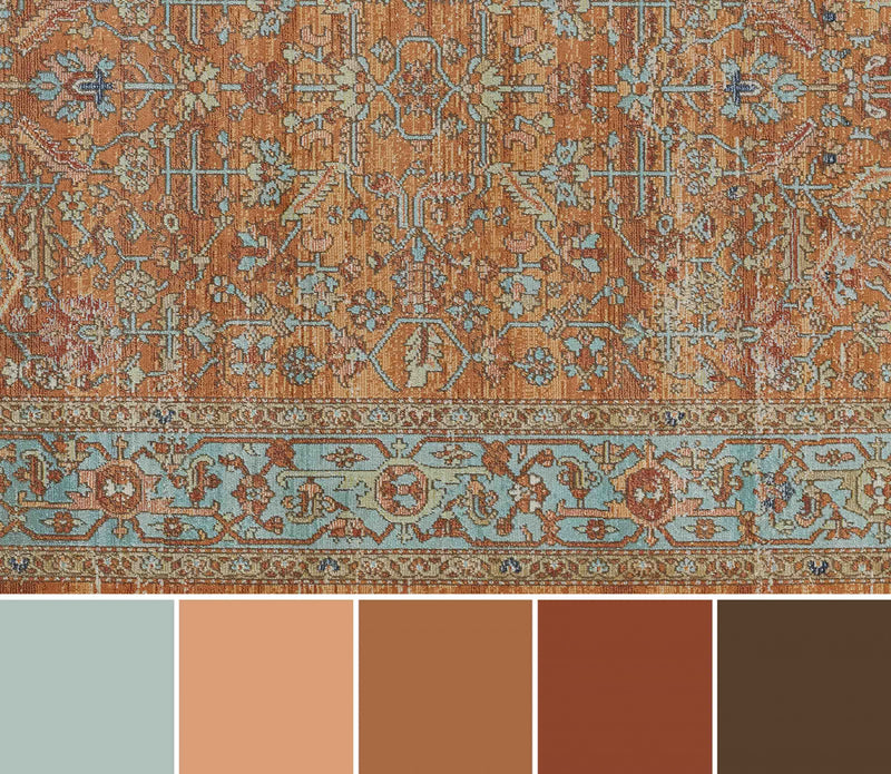 Hailey Traditional 9'3\" x 11'10\" Area Rug in Orange Indoor Area Rug