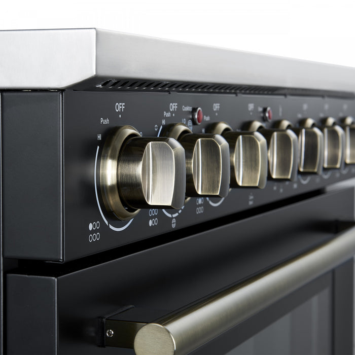 Forno Paolo 36 Inch Black Freestanding Electric Range, Black, 5.44 cu.ft., True Convection - FFSEL6011-36BLK