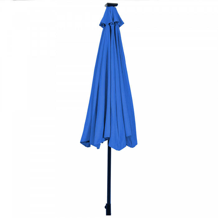 Costway 10' Solar LED Lighted Patio Market Umbrella Tilt Adjustment Crank Blue