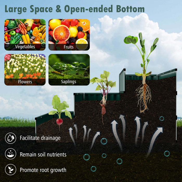 Costway 1 Pcs 3-tier Raised Garden Bed,47\" X 47\" X 24\" Metal Outdoor Elevated Planter Box Green
